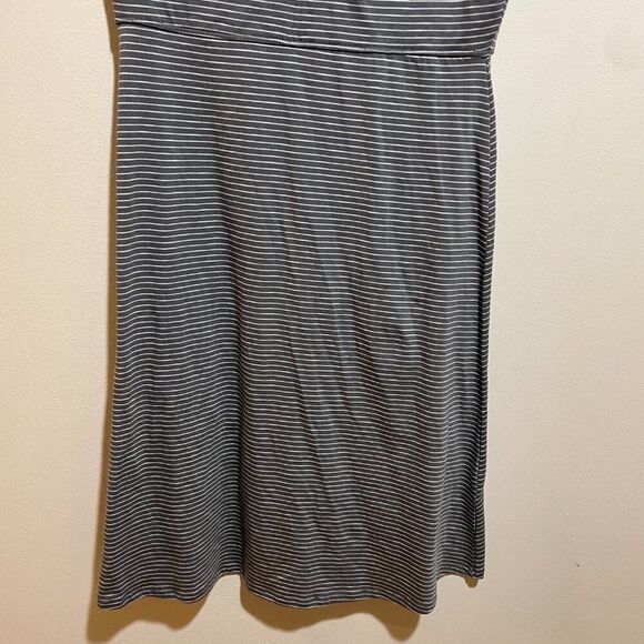 Toad&Co Size Small S Rosemarie Dress Gray White Stripe Short Sleeve - Picture 5 of 10